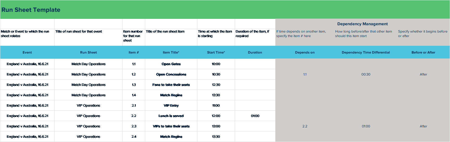 Template for Your Run Sheets, Call Sheets, Production Schedules